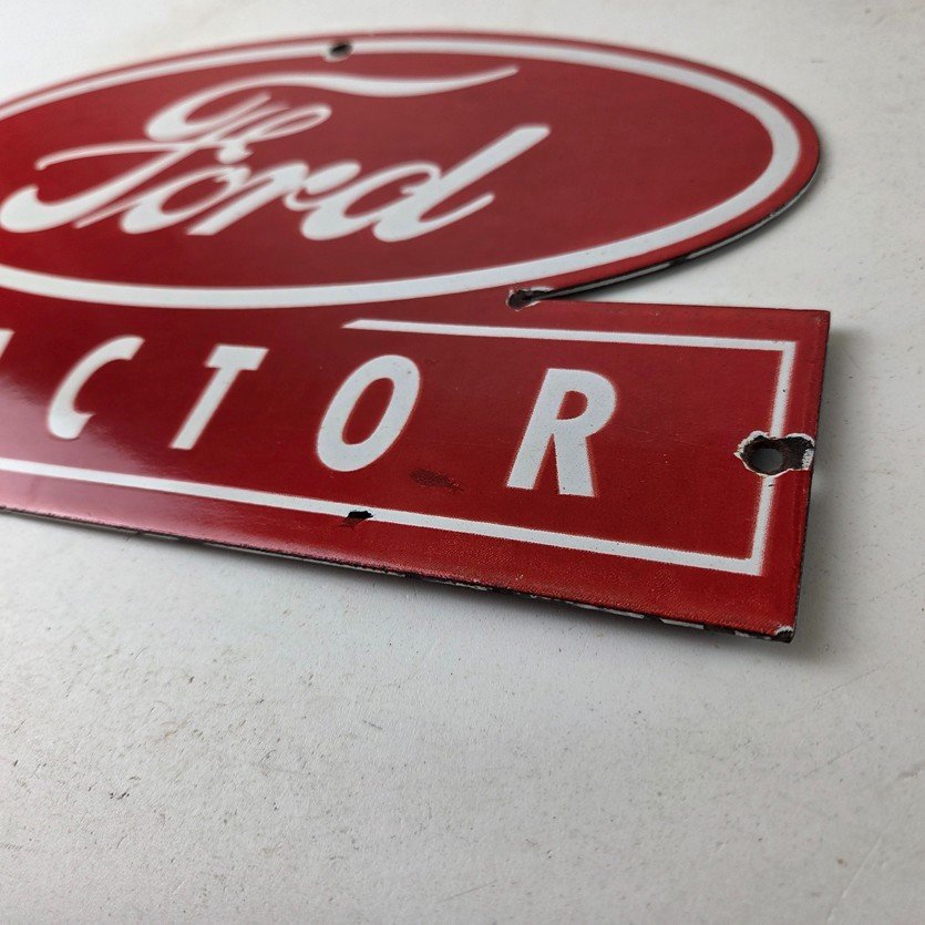 Vintage Ford Tractor Sign - Gas Service Station Pump Motor Porcelain Sign - Image 14