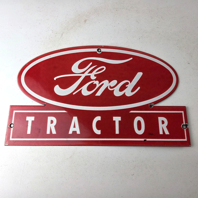 Vintage Ford Tractor Sign - Gas Service Station Pump Motor Porcelain Sign - Image 15