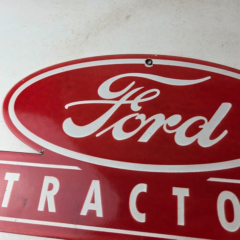Vintage Ford Tractor Sign - Gas Service Station Pump Motor Porcelain Sign - Image 3