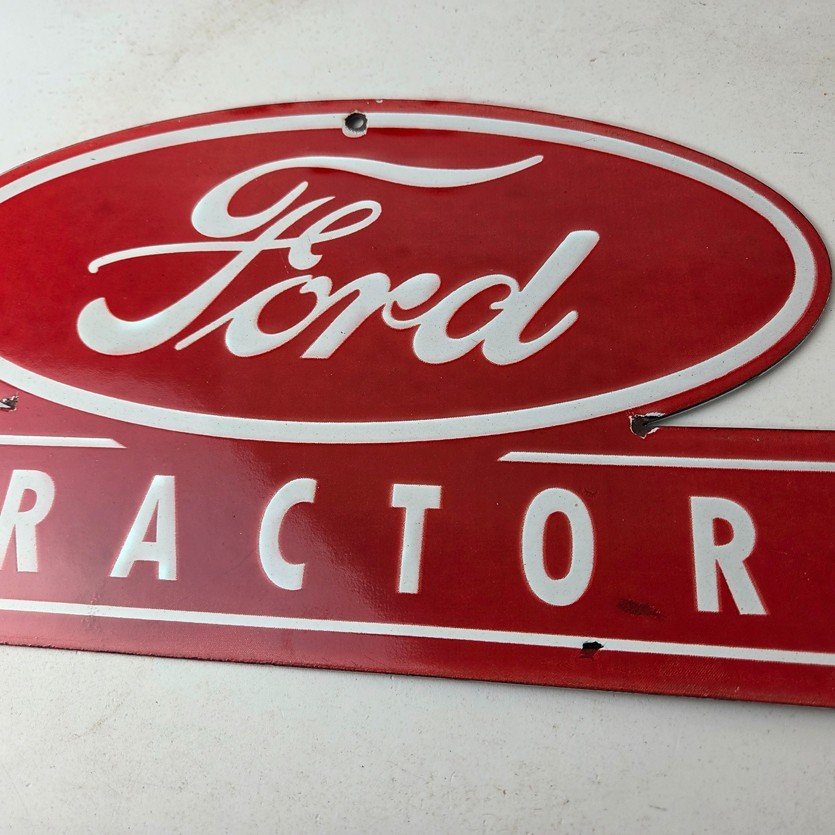 Vintage Ford Tractor Sign - Gas Service Station Pump Motor Porcelain Sign - Image 4