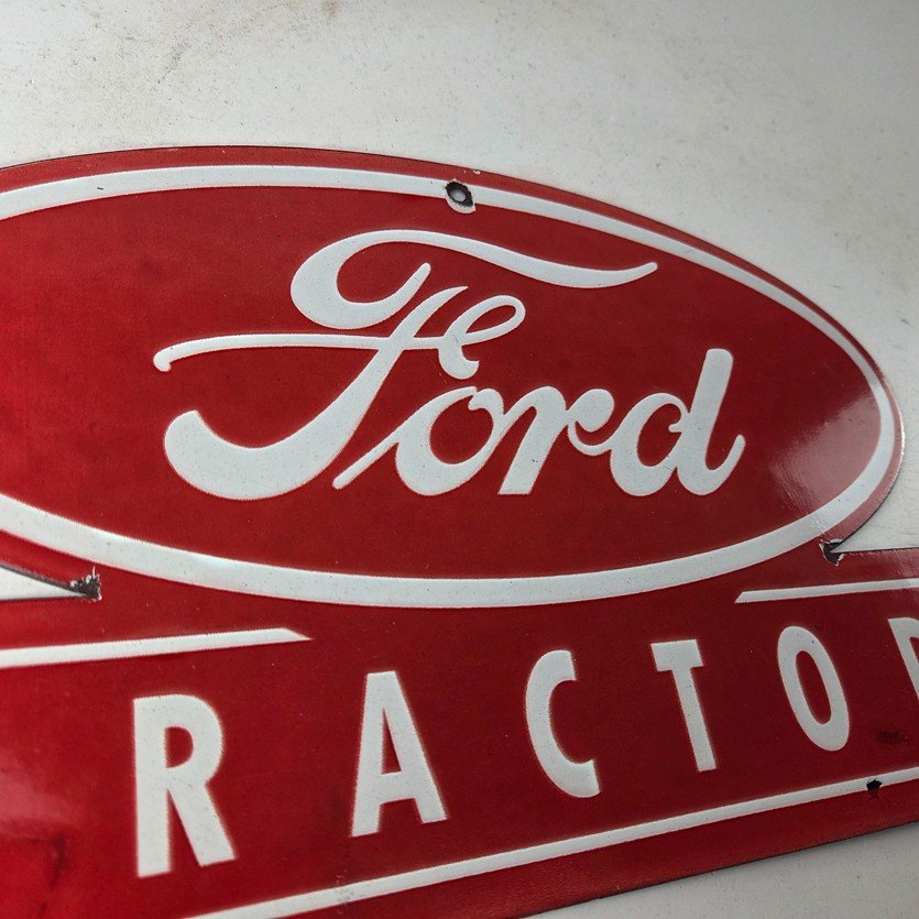Vintage Ford Tractor Sign - Gas Service Station Pump Motor Porcelain Sign - Image 5