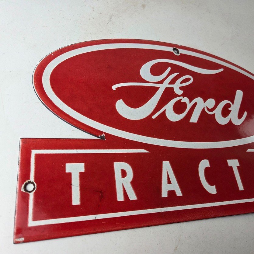 Vintage Ford Tractor Sign - Gas Service Station Pump Motor Porcelain Sign - Image 6