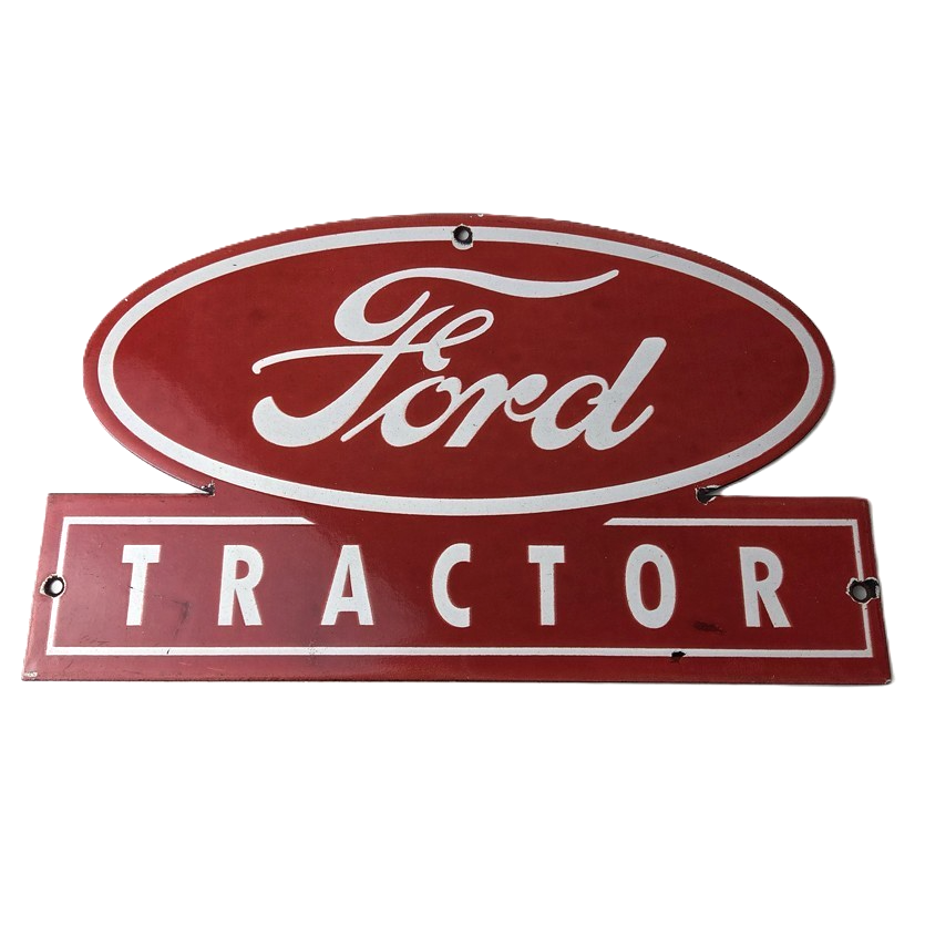Vintage Ford Tractor Sign - Gas Service Station Pump Motor Porcelain Sign