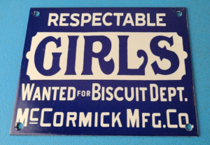 Vintage GIRLS Sign Wanted Biscuit Department Gas Pump Sign 305897182898