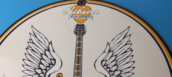 Vintage Gibson Guitars Acoustic Electric Bass Store Porcelain Gas Station Sign 305755549468 12