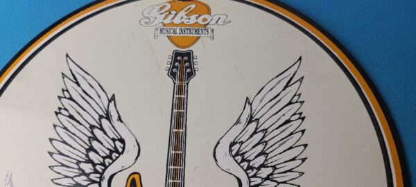 Vintage Gibson Guitars Acoustic Electric Bass Store Porcelain Gas Station Sign 305755549468 2