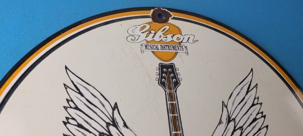 Vintage Gibson Guitars Acoustic Electric Bass Store Porcelain Gas Station Sign 305755549468 4