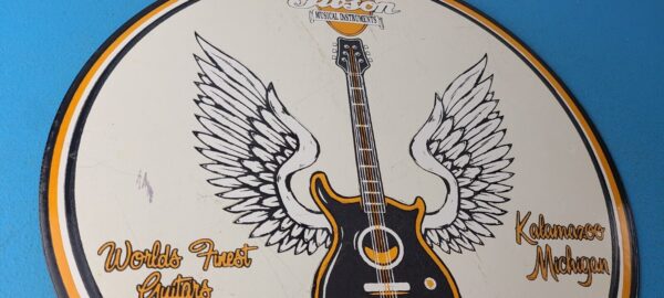 Vintage Gibson Guitars Acoustic Electric Bass Store Porcelain Gas Station Sign 305755549468 5