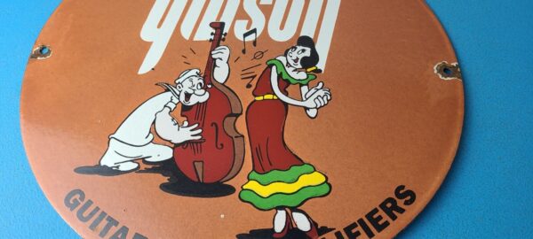 Vintage Gibson Guitars Popeye Porcelain Gas Station Sign 305769076718 11