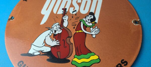 Vintage Gibson Guitars Popeye Porcelain Gas Station Sign 305769076718 3