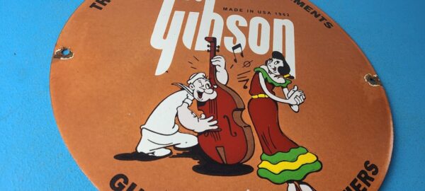 Vintage Gibson Guitars Popeye Porcelain Gas Station Sign 305769076718 5