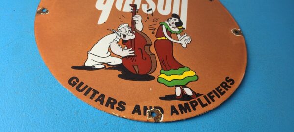 Vintage Gibson Guitars Popeye Porcelain Gas Station Sign 305769076718 6