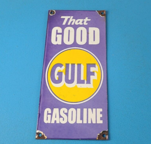 Vintage Good Gulf Gasoline Sign Service Station Gas Pump Advertising Sign 305868218478