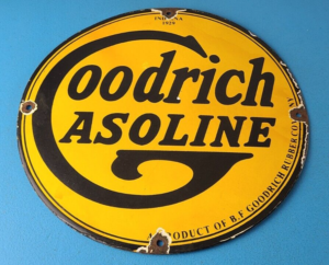 Vintage Goodrich Gasoline Porcelain Sign Tires Auto Car Mechanic Gas Pump Sign 305872169808