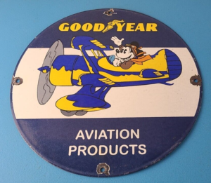 Vintage Goodyear Tires Sign Porcelain Service Mickey Mouse Gas Oil Pump Sign 305884973998