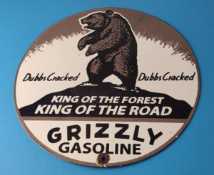 Vintage Grizzly Porcelain Sign Automotive Gasoline Pump Sign 305854643598