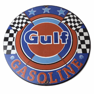 Vintage Gulf Gasoline Sign - Racing Service Station Gas Pump Service Sign