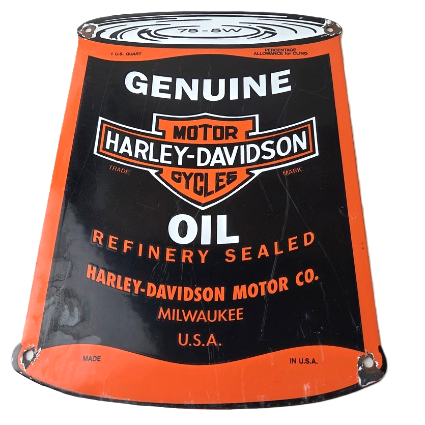 Vintage Harley Davidson Motorcycles Porcelain Motor Oil Quart Can Gas Pump Sign