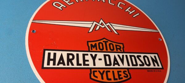 Vintage Harley Davidson Motorcycles Sign Aermacchi Porcelain Gas Pump Sign 305728754488 5