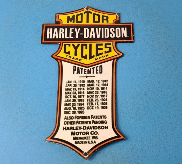 Vintage Harley Davidson Motorcycles Sign - Display Gas Pump Porcelain Sign