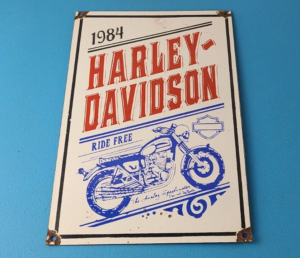 Vintage Harley Davidson Motorcycles Sign Ride Free 84 Porcelain Gas Pump Sign 305863549088