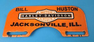 Vintage Harley Davidson Sign Topper Gas Auto Porcelain License Plate Topper 305892658888