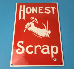 Vintage Honest Scrap Sign General Store Gas Pump Porcelain Sign 305892717958