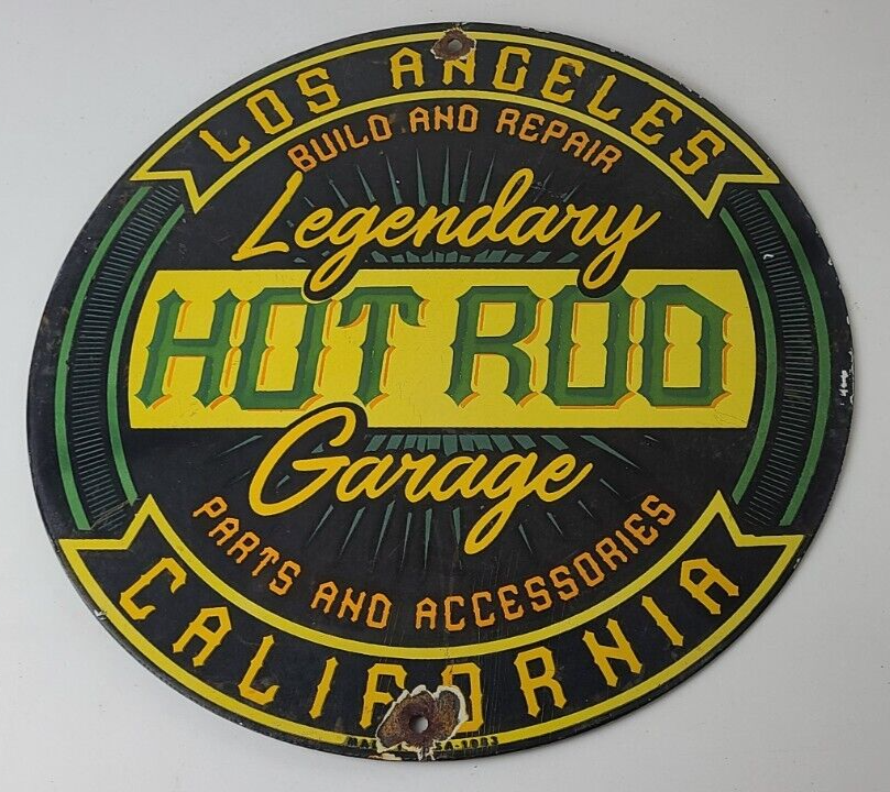 Vintage Hot Rod Legendary Sign - California Garage Auto Gas Pump Porcelain Sign - Image 12