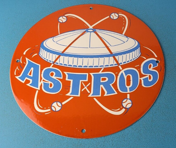 Vintage Houston Astros Sign MLB Baseball Stadium Porcelain Gas Pump Sign 305739537508