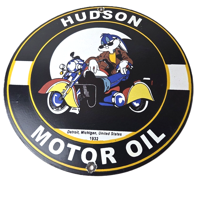 Vintage Hudson Automobiles Sign - Gas Service Station Porcelain Sign