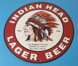 Vintage Indian Head Beer Sign Adult Beverage Lager Brewing Porcelain Sign 305877449428