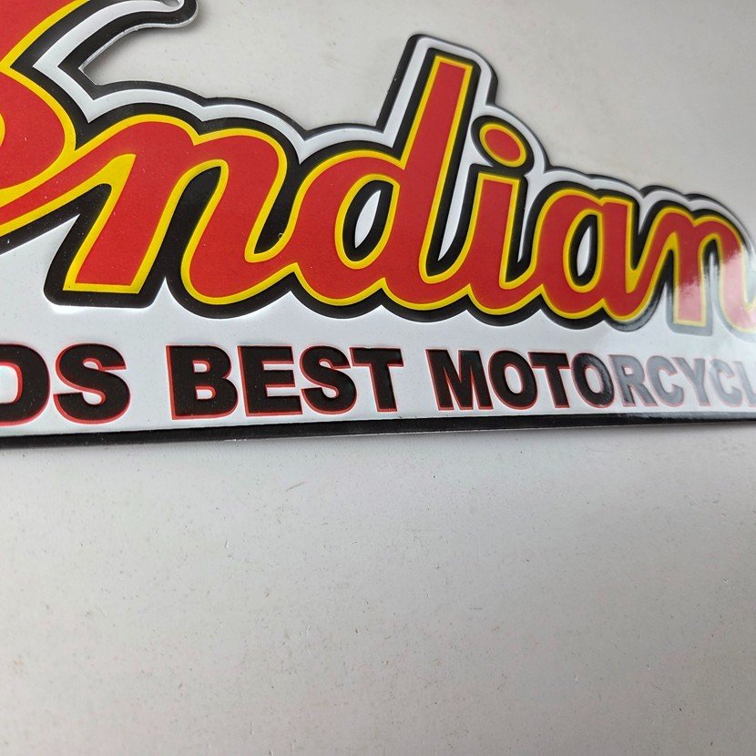 Vintage Indian Motorcycle Sign - 15 Inch Porcelain World's Best Gas Pump Sign - Image 11