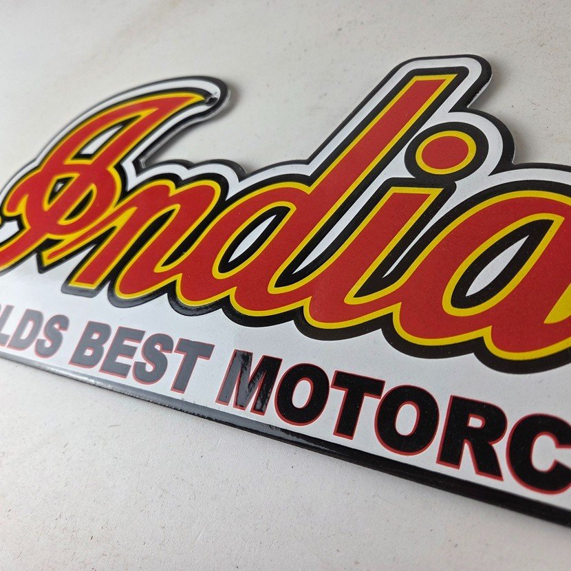Vintage Indian Motorcycle Sign - 15 Inch Porcelain World's Best Gas Pump Sign - Image 12