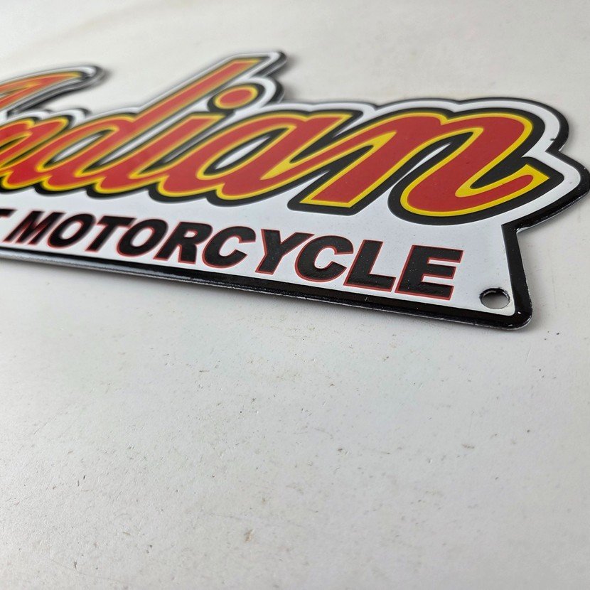 Vintage Indian Motorcycle Sign - 15 Inch Porcelain World's Best Gas Pump Sign - Image 14