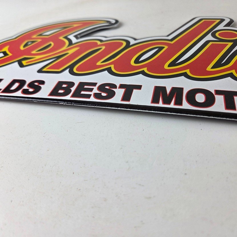 Vintage Indian Motorcycle Sign - 15 Inch Porcelain World's Best Gas Pump Sign - Image 15