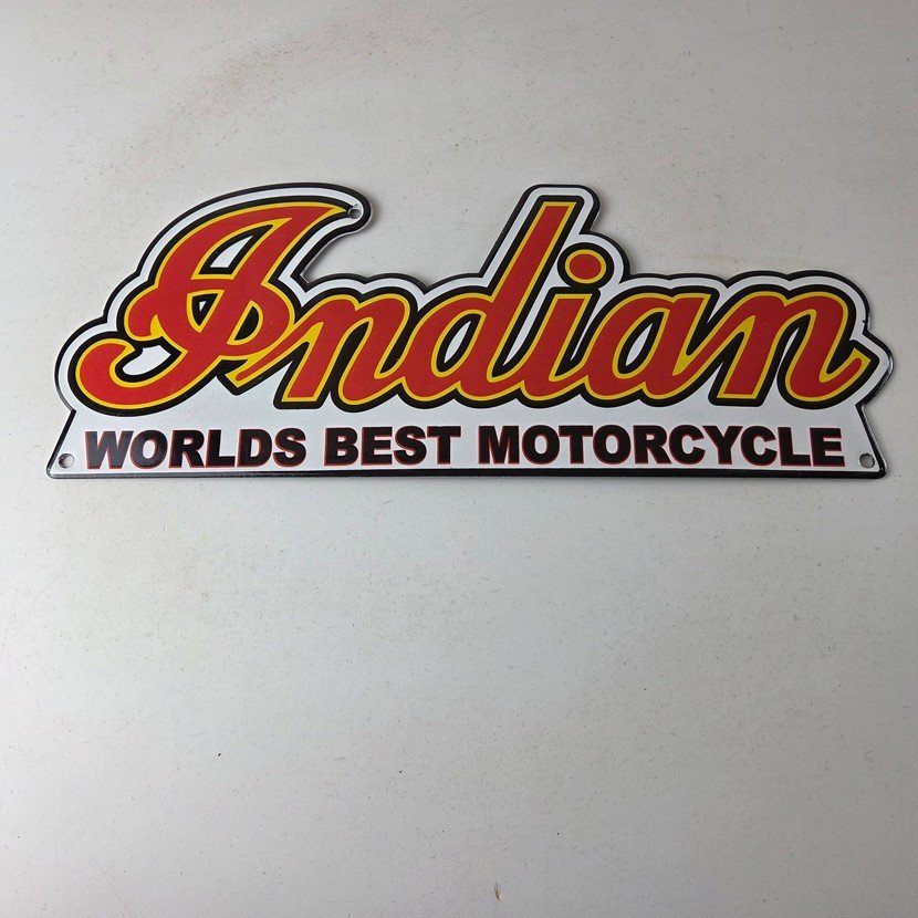Vintage Indian Motorcycle Sign - 15 Inch Porcelain World's Best Gas Pump Sign - Image 16