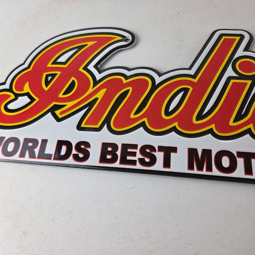 Vintage Indian Motorcycle Sign - 15 Inch Porcelain World's Best Gas Pump Sign - Image 3
