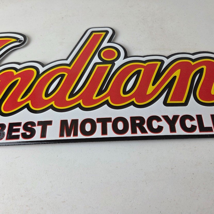 Vintage Indian Motorcycle Sign - 15 Inch Porcelain World's Best Gas Pump Sign - Image 4