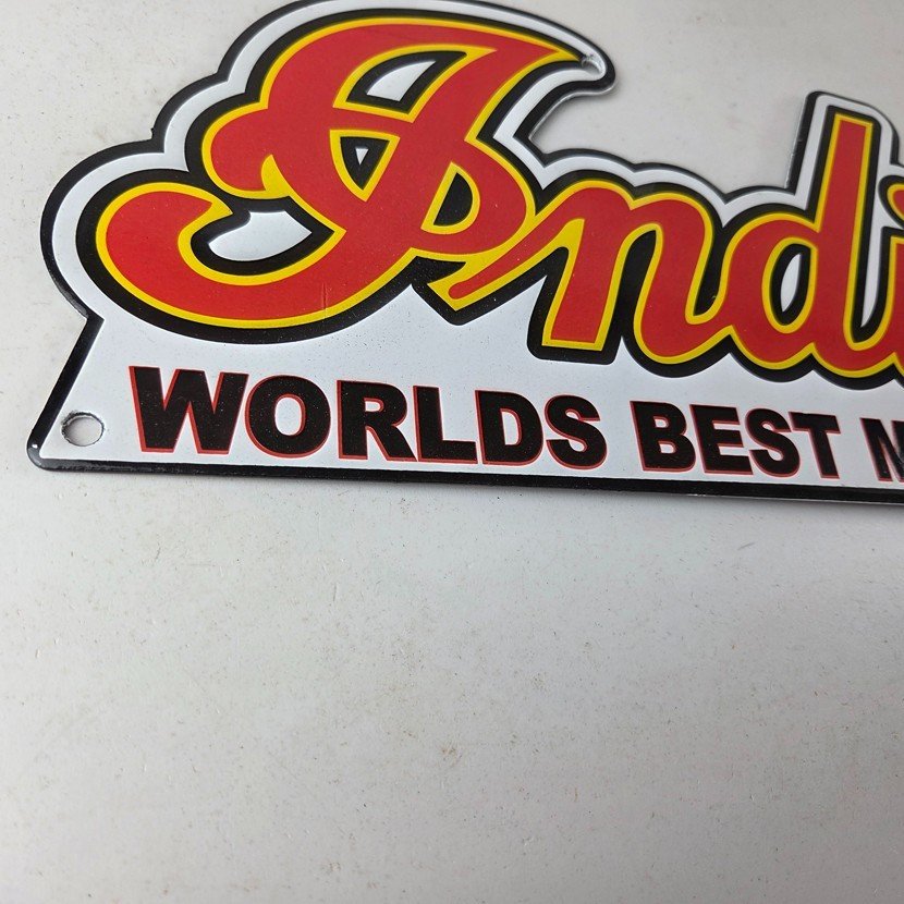 Vintage Indian Motorcycle Sign - 15 Inch Porcelain World's Best Gas Pump Sign - Image 6