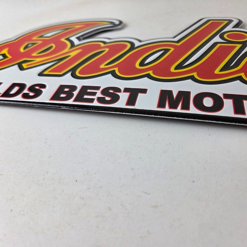 Vintage Indian Motorcycle Sign - 15 Inch Porcelain World's Best Gas Pump Sign - Image 10