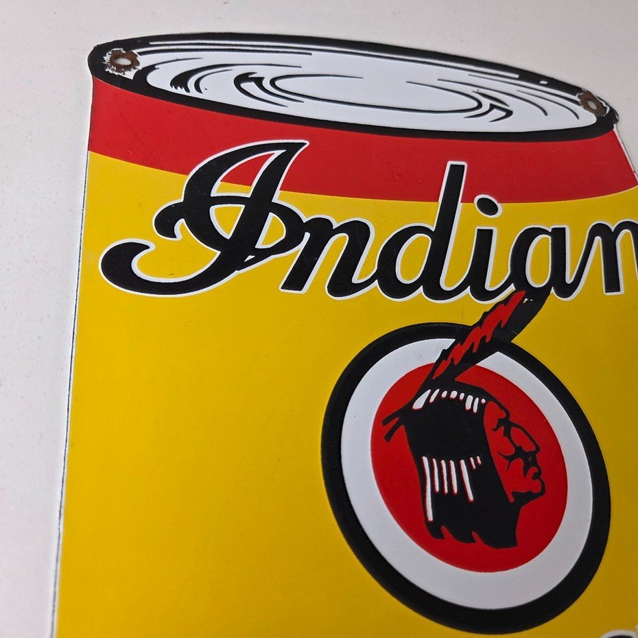 Vintage Indian Motorcycle Sign - Porcelain Gas Pump Oil Quart Can Sign - Image 5