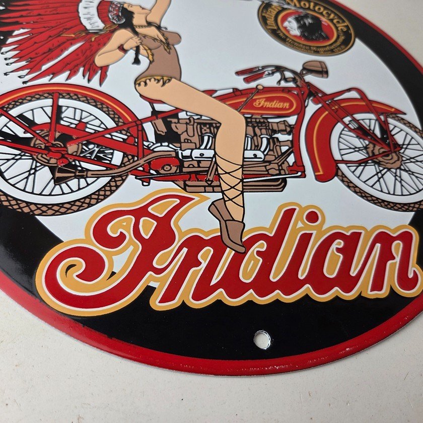 Vintage Indian Motorcycles Sign - Porcelain Gas Pump Service Station Sign - Image 11