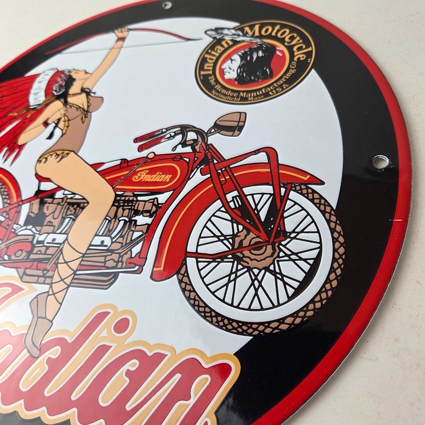 Vintage Indian Motorcycles Sign - Porcelain Gas Pump Service Station Sign - Image 13