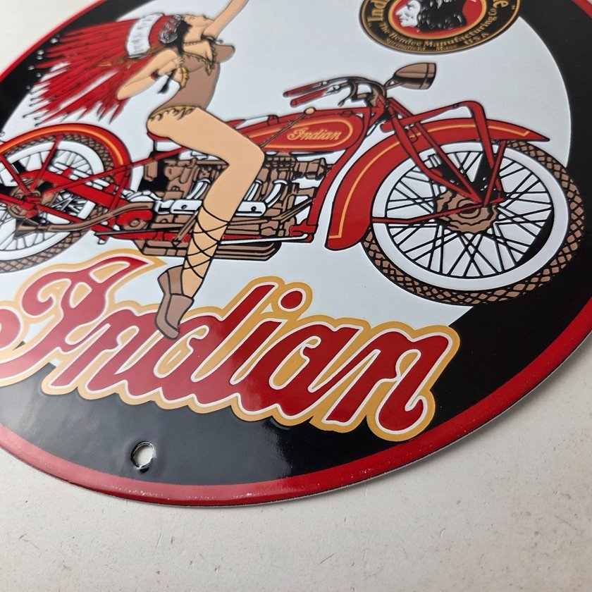 Vintage Indian Motorcycles Sign - Porcelain Gas Pump Service Station Sign - Image 14