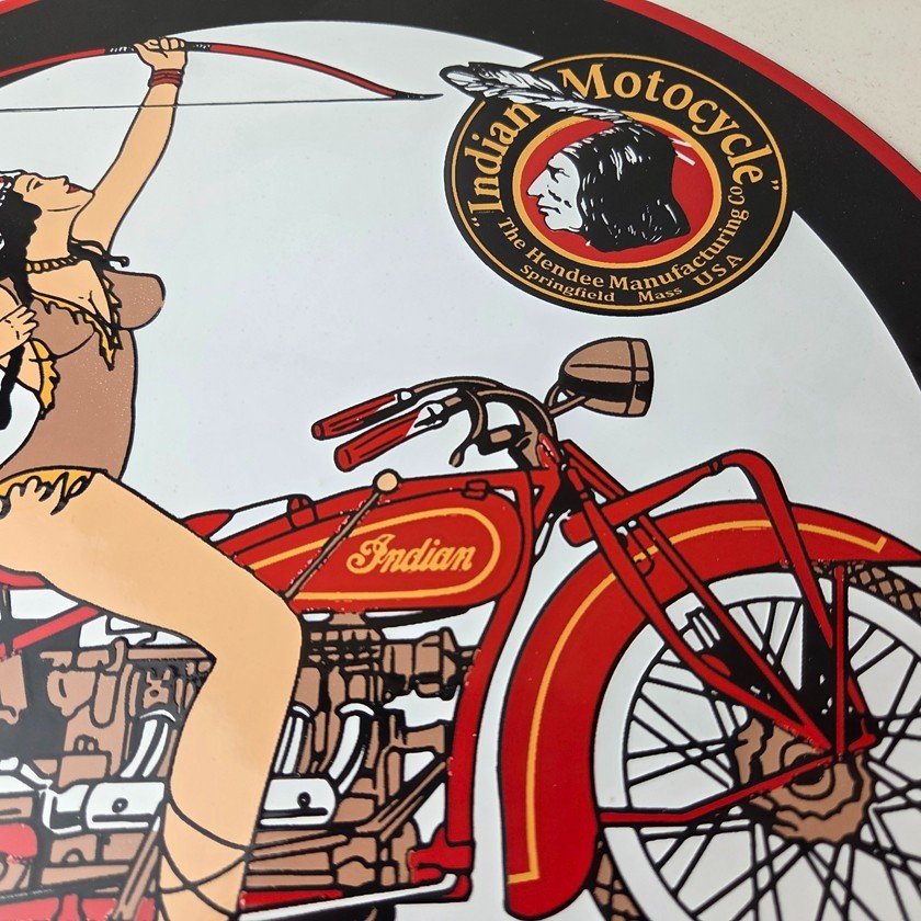 Vintage Indian Motorcycles Sign - Porcelain Gas Pump Service Station Sign - Image 3