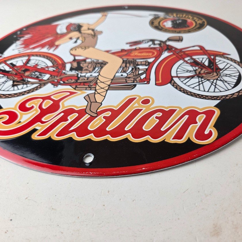 Vintage Indian Motorcycles Sign - Porcelain Gas Pump Service Station Sign - Image 10