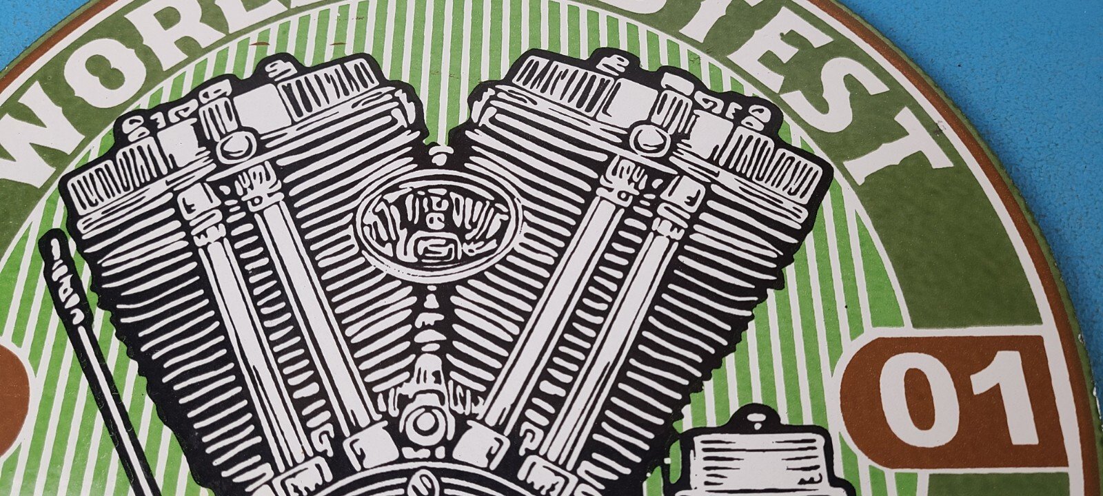 Vintage Indian Sign - Porcelain World's Fastest Motorcycle Gas Station Sign - Image 3