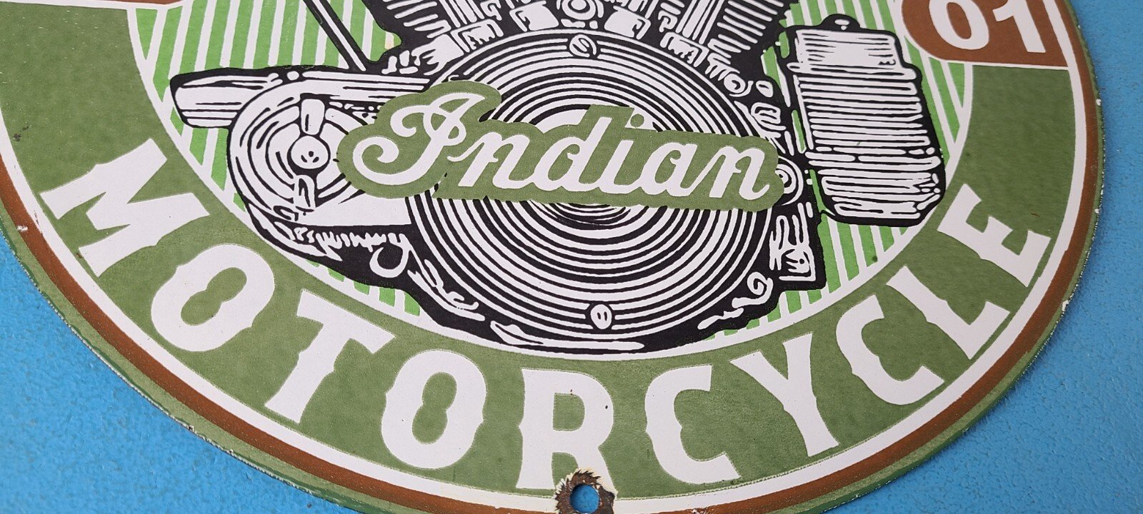 Vintage Indian Sign - Porcelain World's Fastest Motorcycle Gas Station Sign - Image 7