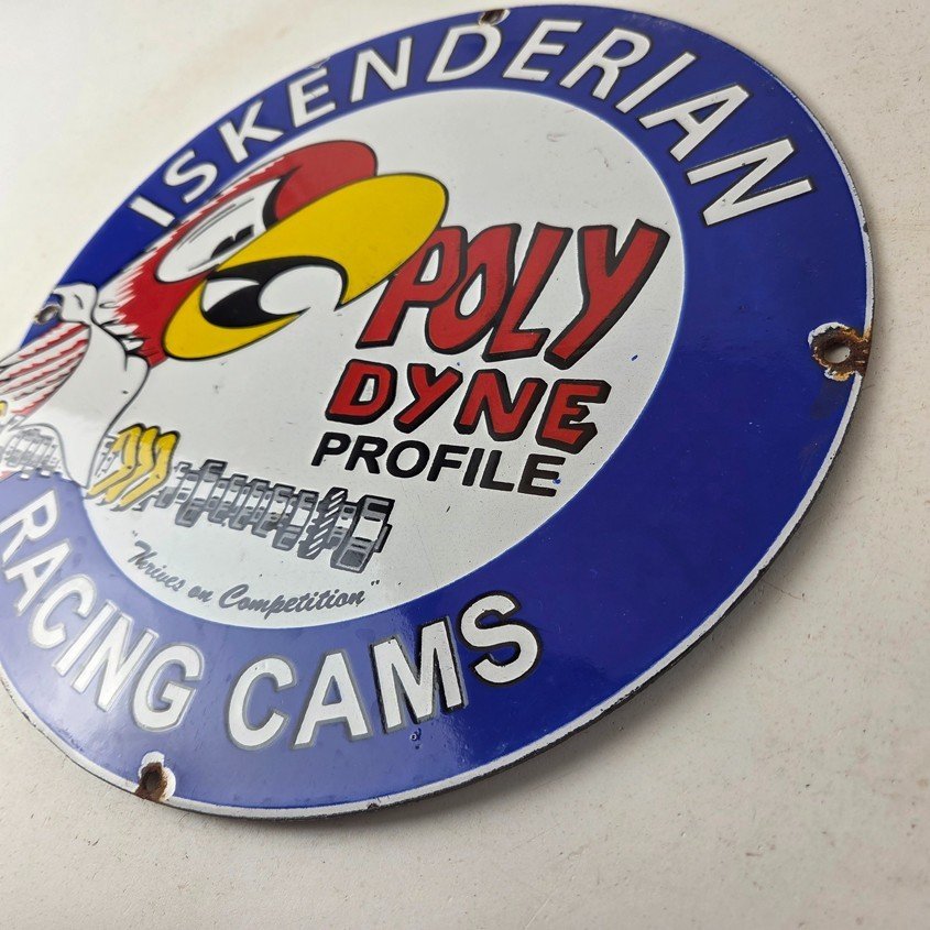 Vintage Iskenderian Racing Cams Porcelain Sign - Mod Rod Auto Gas Pump Shop Sign - Image 13