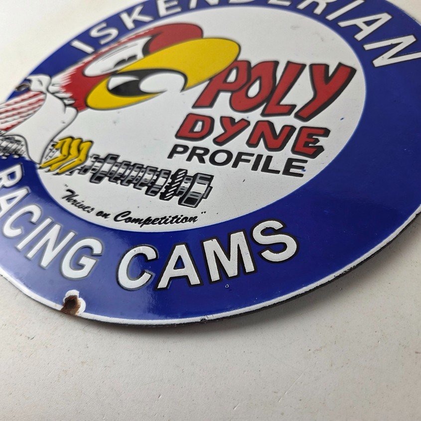Vintage Iskenderian Racing Cams Porcelain Sign - Mod Rod Auto Gas Pump Shop Sign - Image 14